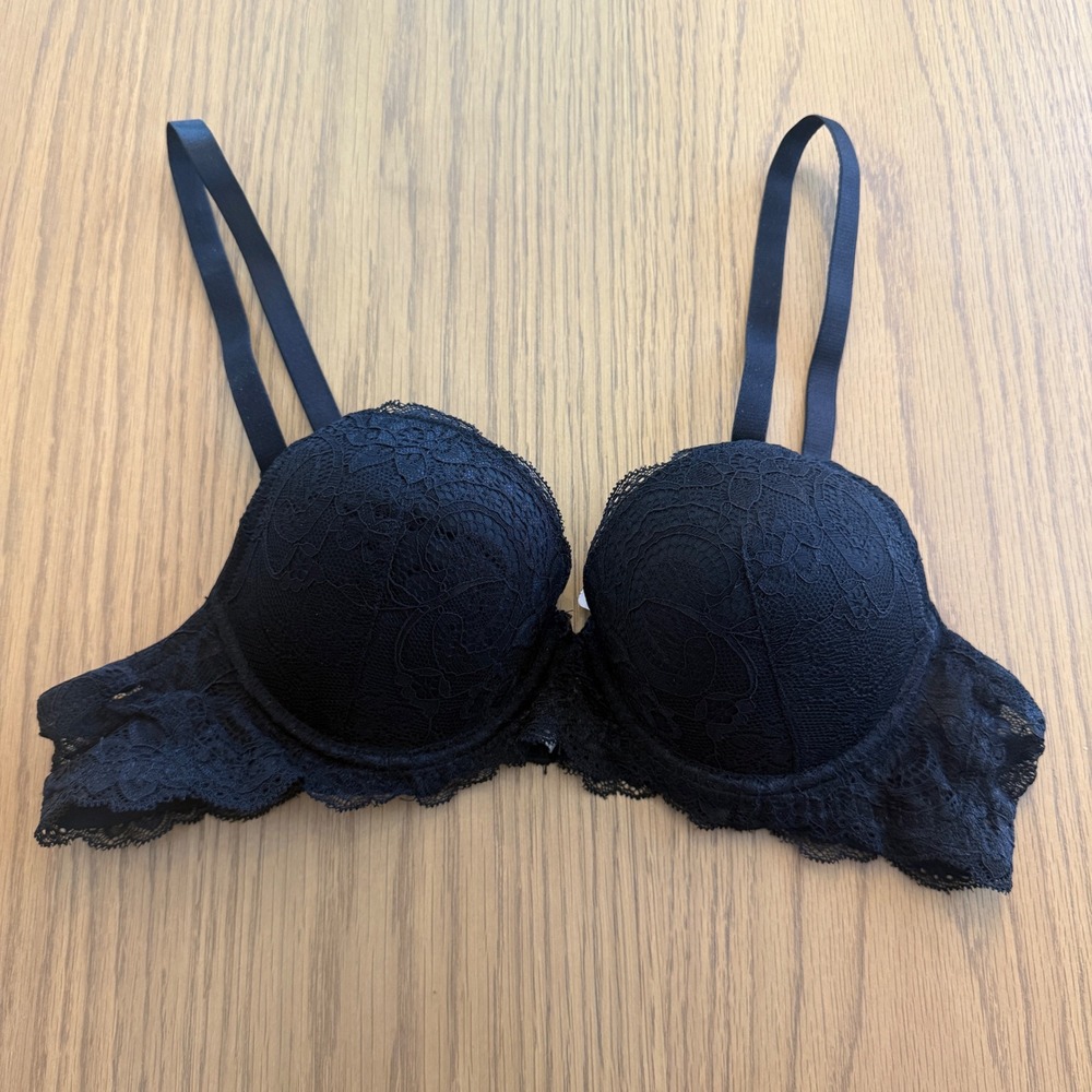 Rakadai Lace Push Up Bra Women 36A Black Floral Supportive Lingerie